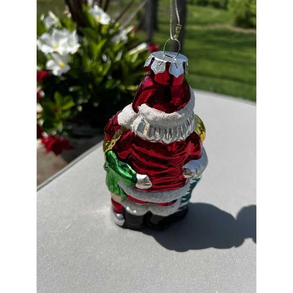 Vintage Christmas Ornament European Style Hand Crafted Glass Santa Hugging Kids‎